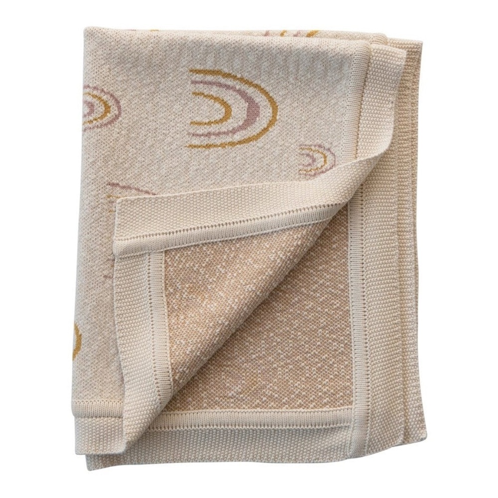 Cotton knit rainbow baby blanket